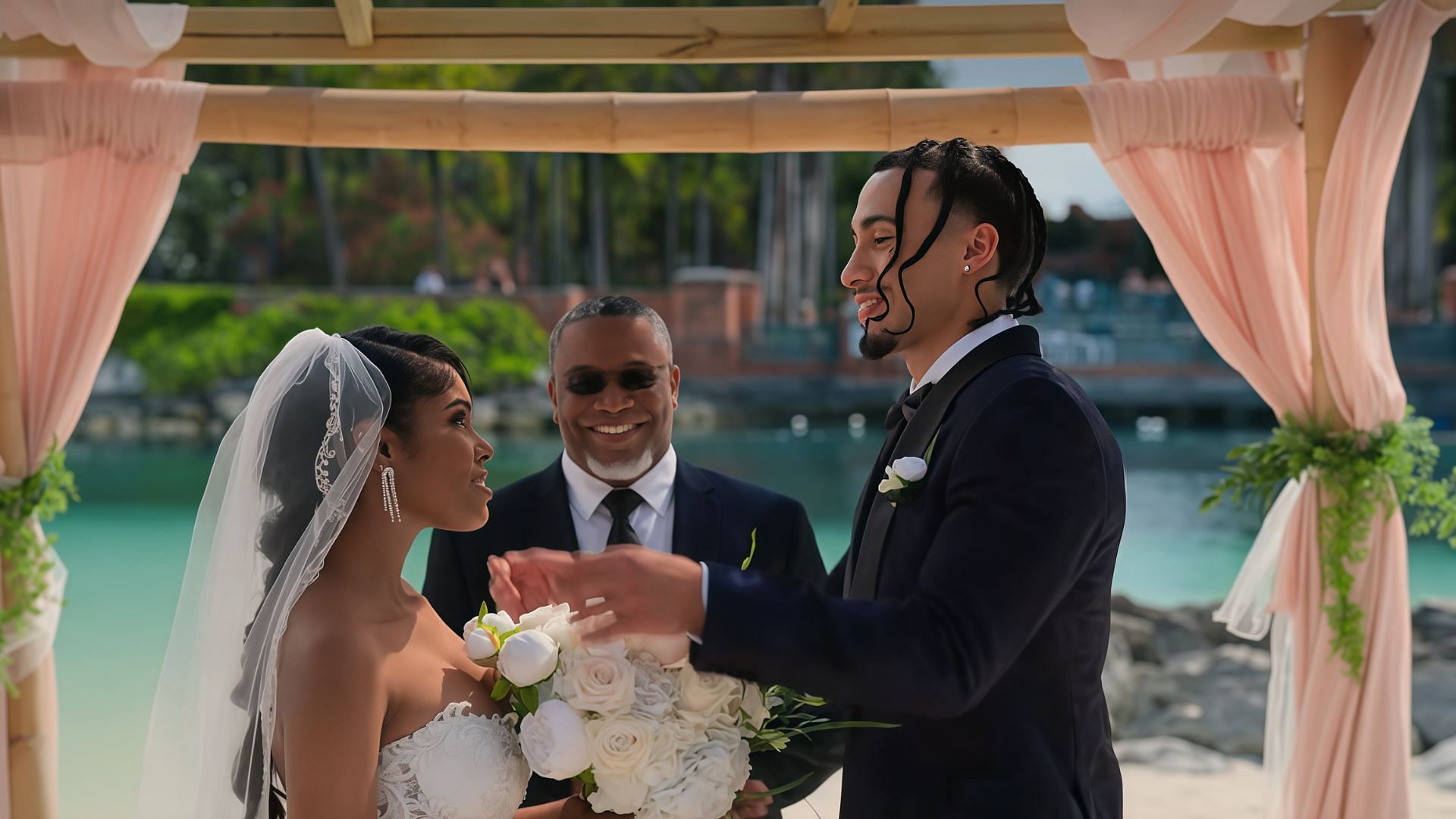 Tiffany and Zavier tie the knot following Brian's approval (Image via Madea’s Destination Wedding/Netflix)